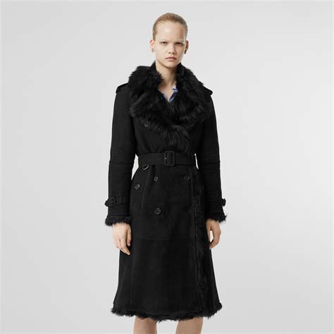 burberry shearling trench coat black|Burberry thomas bear trench coat.